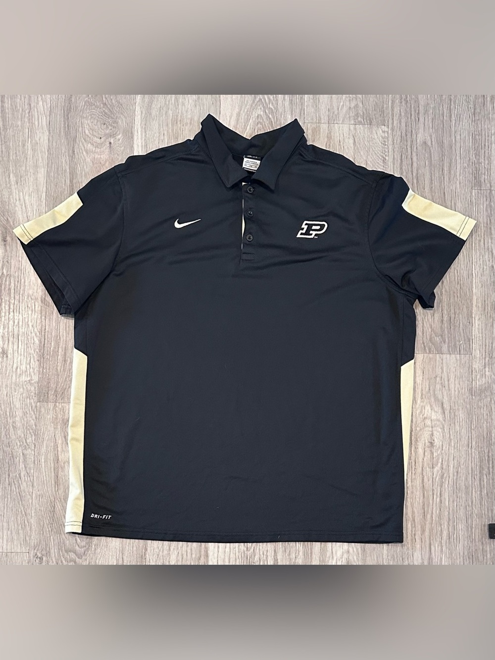 Nike Purdue Boilermakers Black Gold Vintage Golf Polo Size XXL Mens